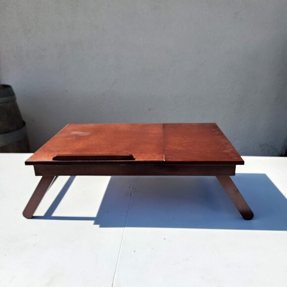 NEW Walnut Winsome Alden Bed Laptop Tray Lap Desk Reading Workstation W/ Drawer - Picture 13 of 16